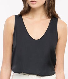 Another Tomorrow Silk Tank in Black – Silk Women's Top