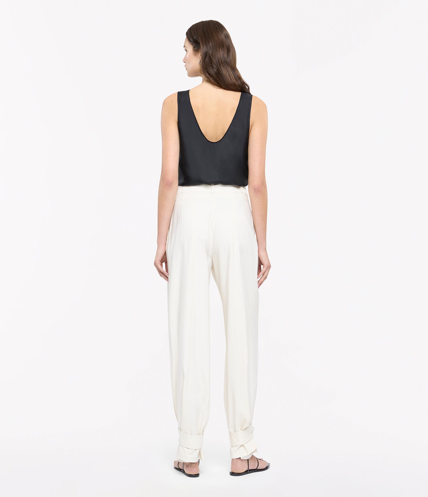 Another Tomorrow Tab Trouser in Off White – Cotton Women's Trousers