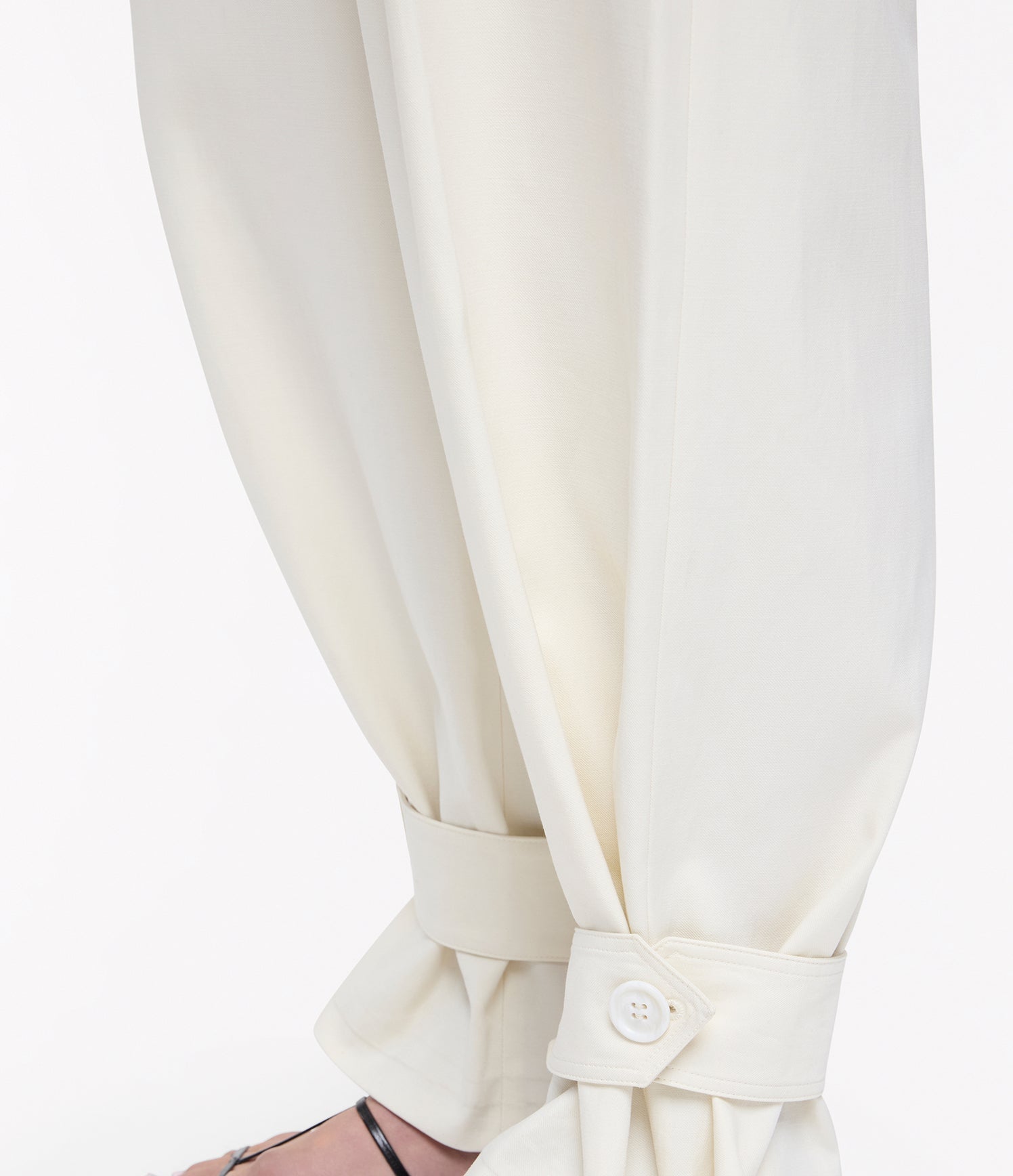 Another Tomorrow Tab Trouser in Off White – Cotton Women's Trousers