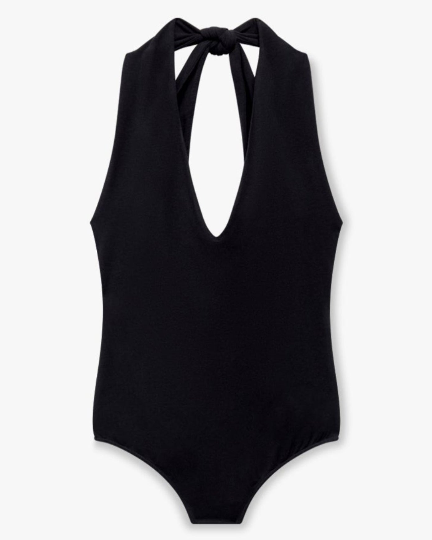 Another Tomorrow Halter Bodysuit in Black – Cotton Women's Top