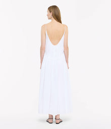 Another Tomorrow Gathered Scoop Back Dress in Off White – Cotton Women's Dress