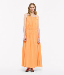 Another Tomorrow Gathered Scoop Back Dress in Papaya – Cotton Women's Dress