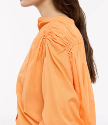 Another Tomorrow Gathered Voile Blouse in Papaya – Cotton Women's Top