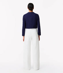 Another Tomorrow Cropped Tweed Jacket in Indigo – Cotton Women's Jacket