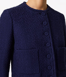 Another Tomorrow Cropped Tweed Jacket in Indigo – Cotton Women's Jacket