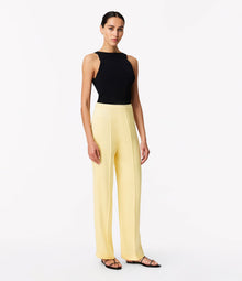 Another Tomorrow Pintuck Trouser in Daffodil – Satin Women's Trousers
