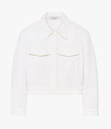 Another Tomorrow Cropped Denim Jacket in White – Denim Women's Jacket