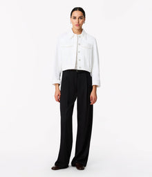Another Tomorrow Cropped Denim Jacket in White – Denim Women's Jacket