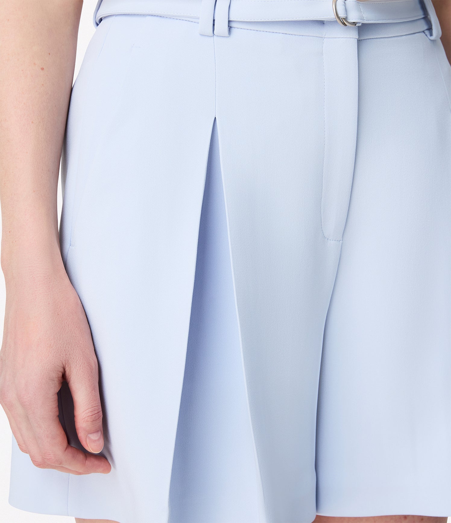 Another Tomorrow Fluid Pleated Short in French Blue – Viscose Women's Trousers