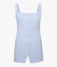 Another Tomorrow Square Neck Buttoned Top in French Blue – Viscose Women's Top