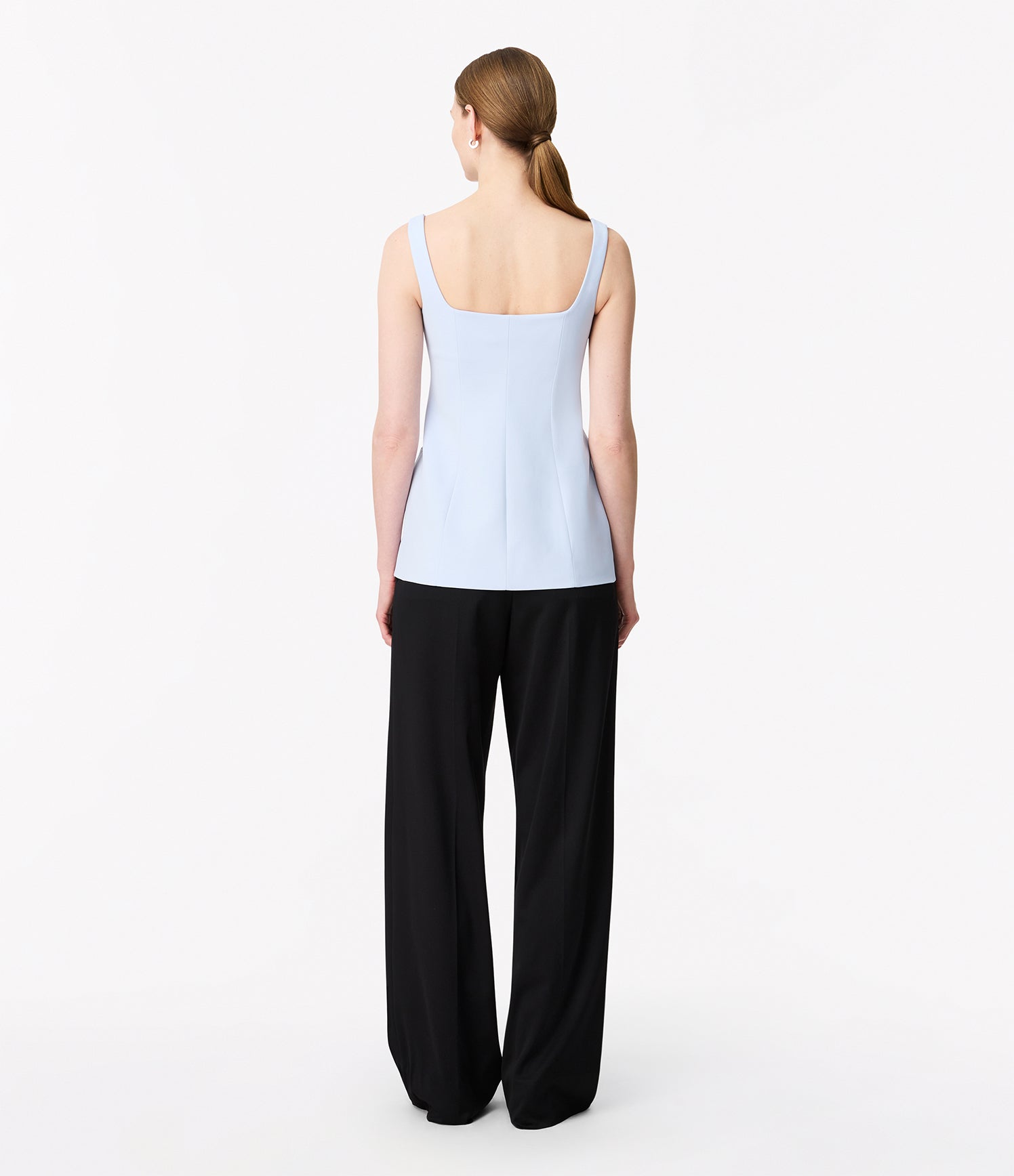 Another Tomorrow Square Neck Buttoned Top in French Blue – Viscose Women's Top