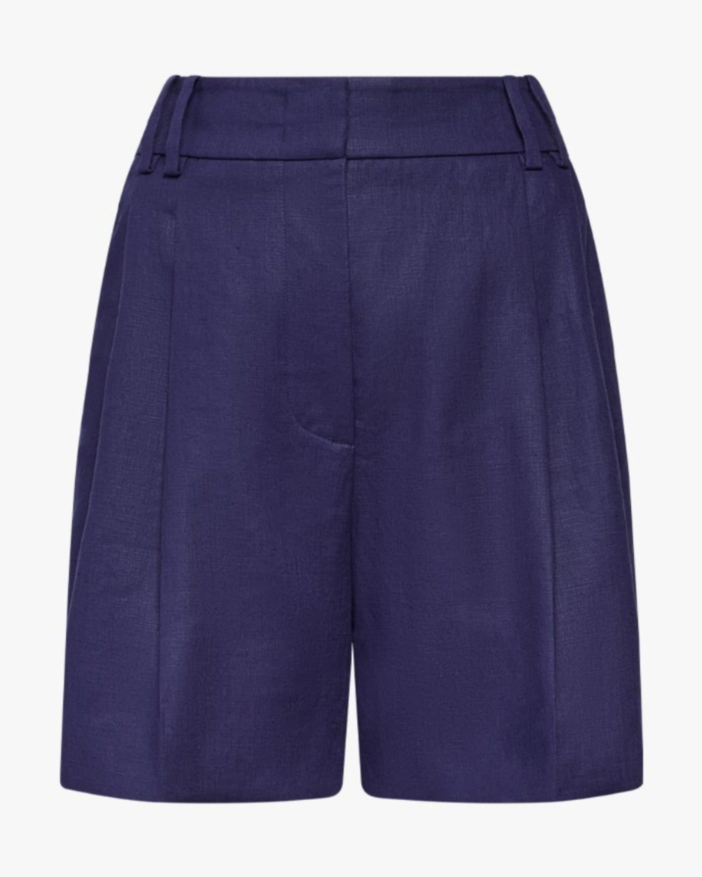 Another Tomorrow Linen Pleated Short in Indigo – Linen Women's Trousers