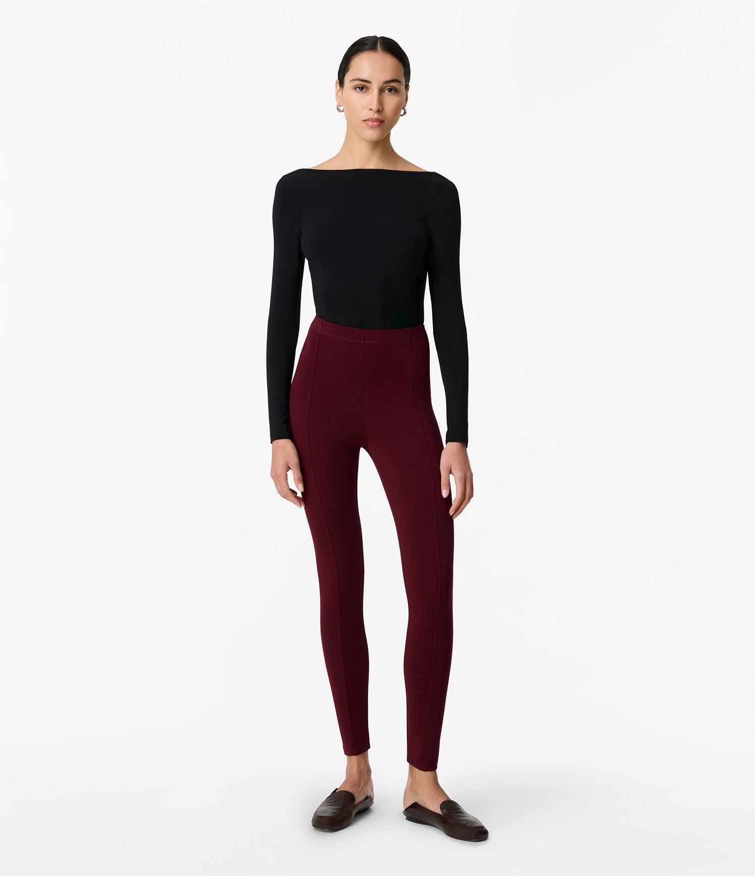 Another Tomorrow Seamed Legging in Aubergine – Jersey Women's Trousers
