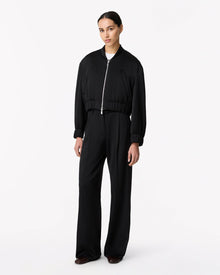 Another Tomorrow Satin Bomber in Black – Satin Women's Outerwear
