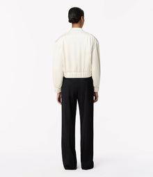 Another Tomorrow Satin Bomber in Cream – Satin Women's Outerwear