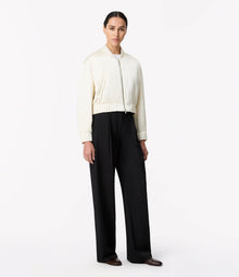 Another Tomorrow Satin Bomber in Cream – Satin Women's Outerwear