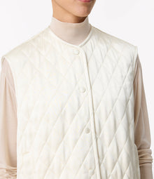Another Tomorrow Satin Gilet in Cream – Satin Women's Jacket