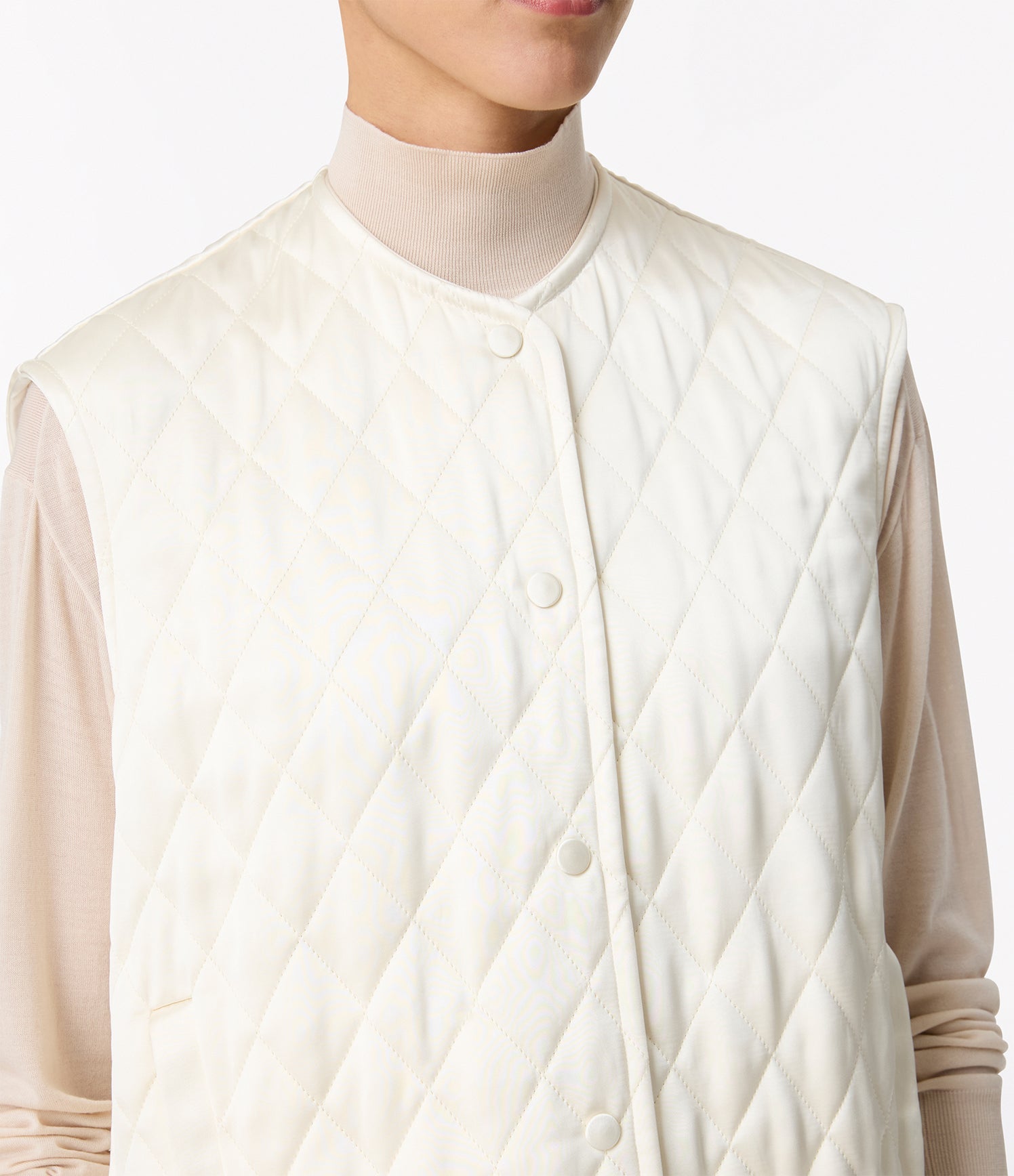 Another Tomorrow Satin Gilet in Cream – Satin Women's Jacket