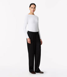 Another Tomorrow Satin Jogger in Black – Satin Women's Trousers
