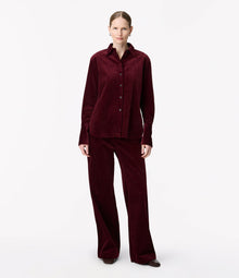 Another Tomorrow Corduroy Mens Shirt in Aubergine – Cotton