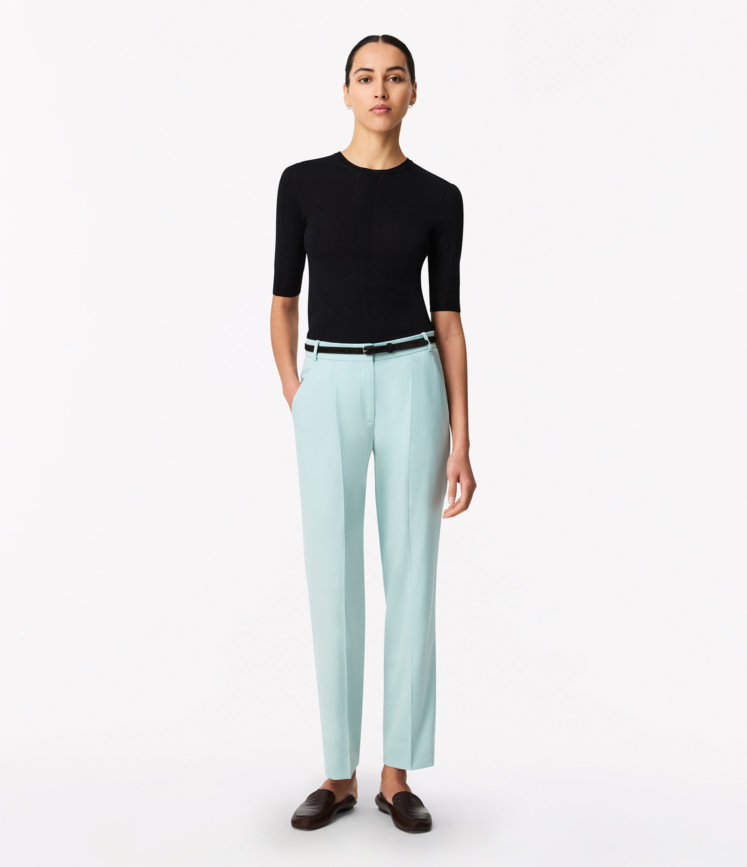 Another Tomorrow Peg Trouser in Mist – Wool Women's Trousers