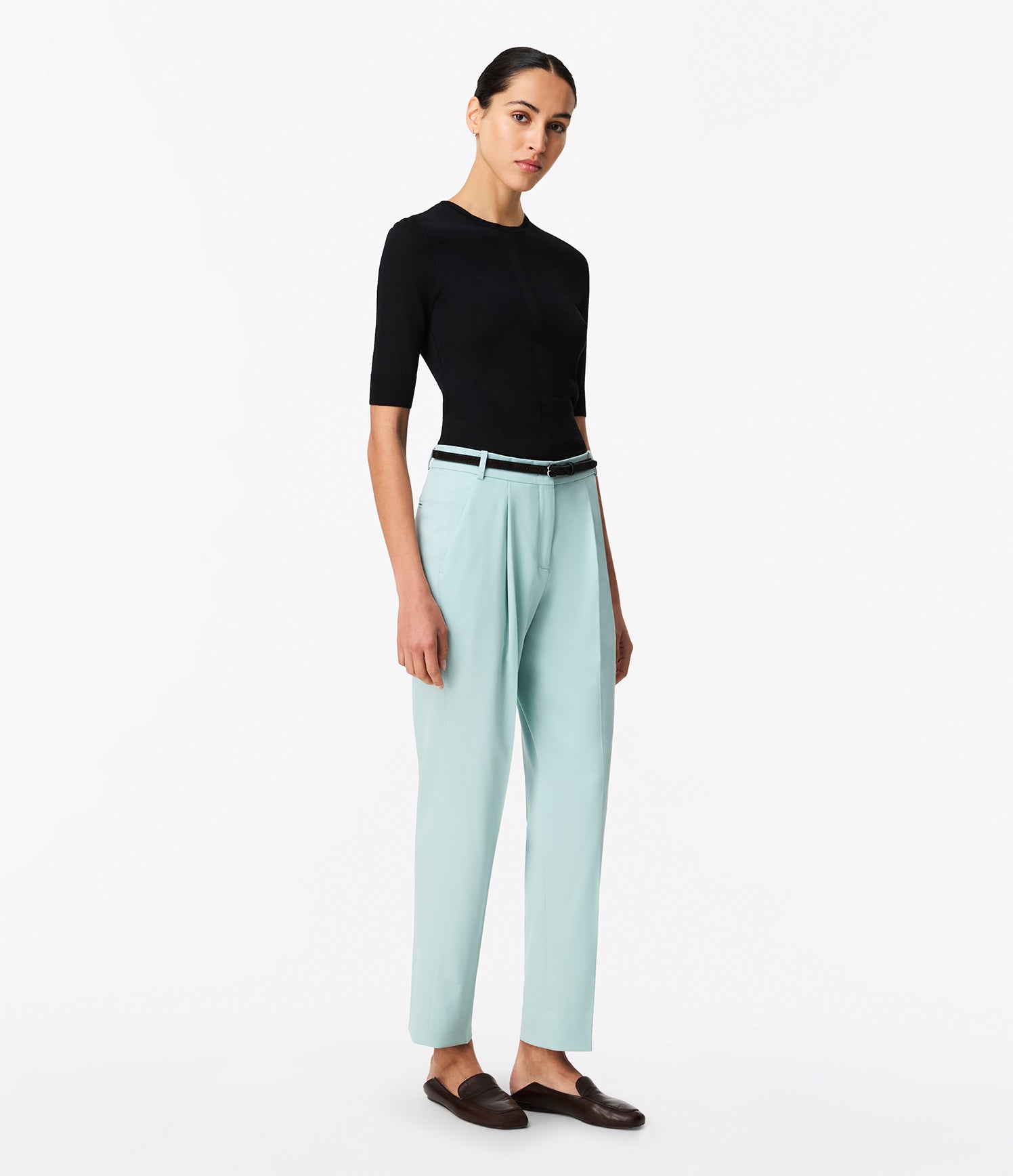 Another Tomorrow Peg Trouser in Mist – Wool Women's Trousers