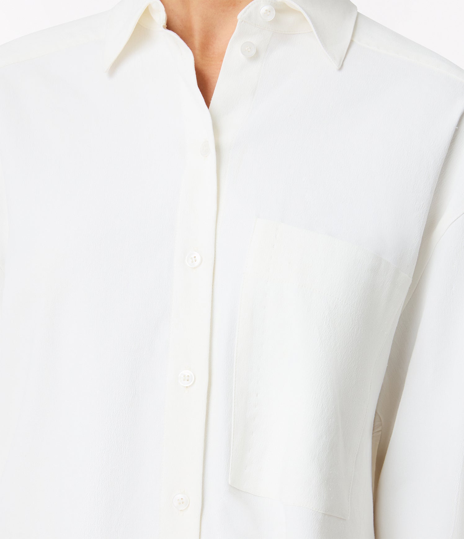 Another Tomorrow Pleat Back Hemp Shirt in Off White – Viscose Women's Top
