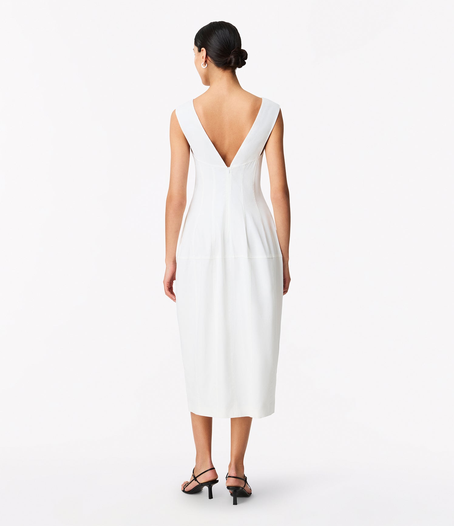 Another Tomorrow Seamed Dress in Off White – Viscose Women's Dress