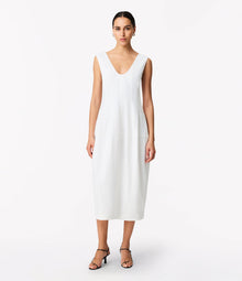 Another Tomorrow Seamed Dress in Off White – Viscose Women's Dress