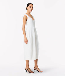 Another Tomorrow Seamed Dress in Off White – Viscose Women's Dress