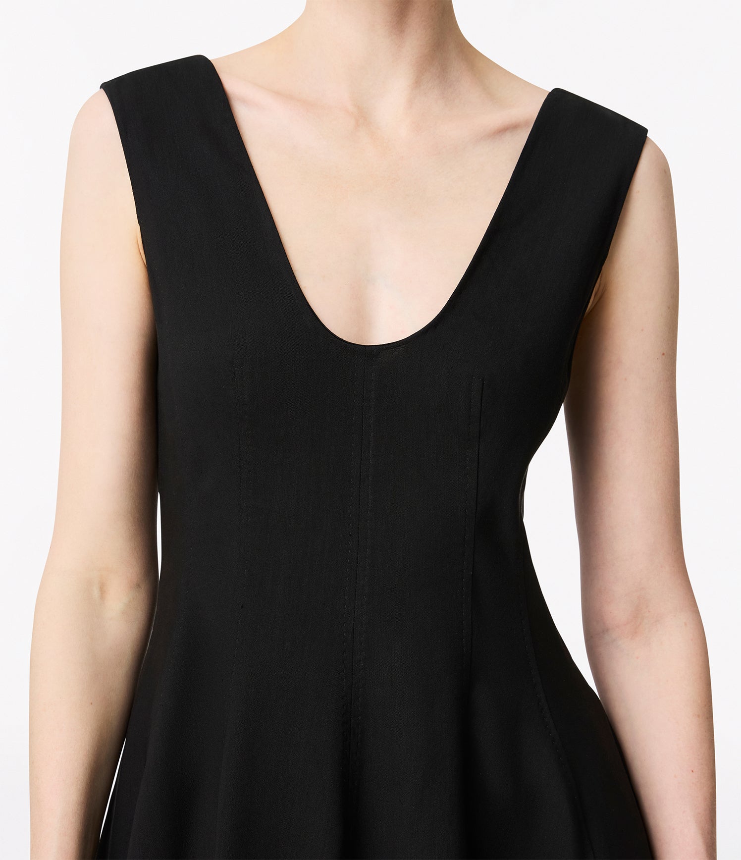 Another Tomorrow Seamed Dress in Black – Viscose Women's Dress