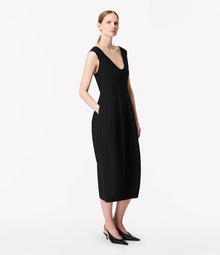 Another Tomorrow Seamed Dress in Black – Viscose Women's Dress