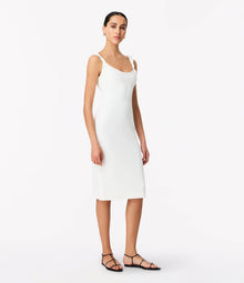 Another Tomorrow Twist Bias Dress in Off White – Crêpe Women's Dress