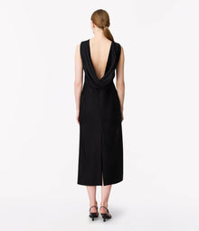 Another Tomorrow Cowl Back Dress in Black – Satin Women's Dress
