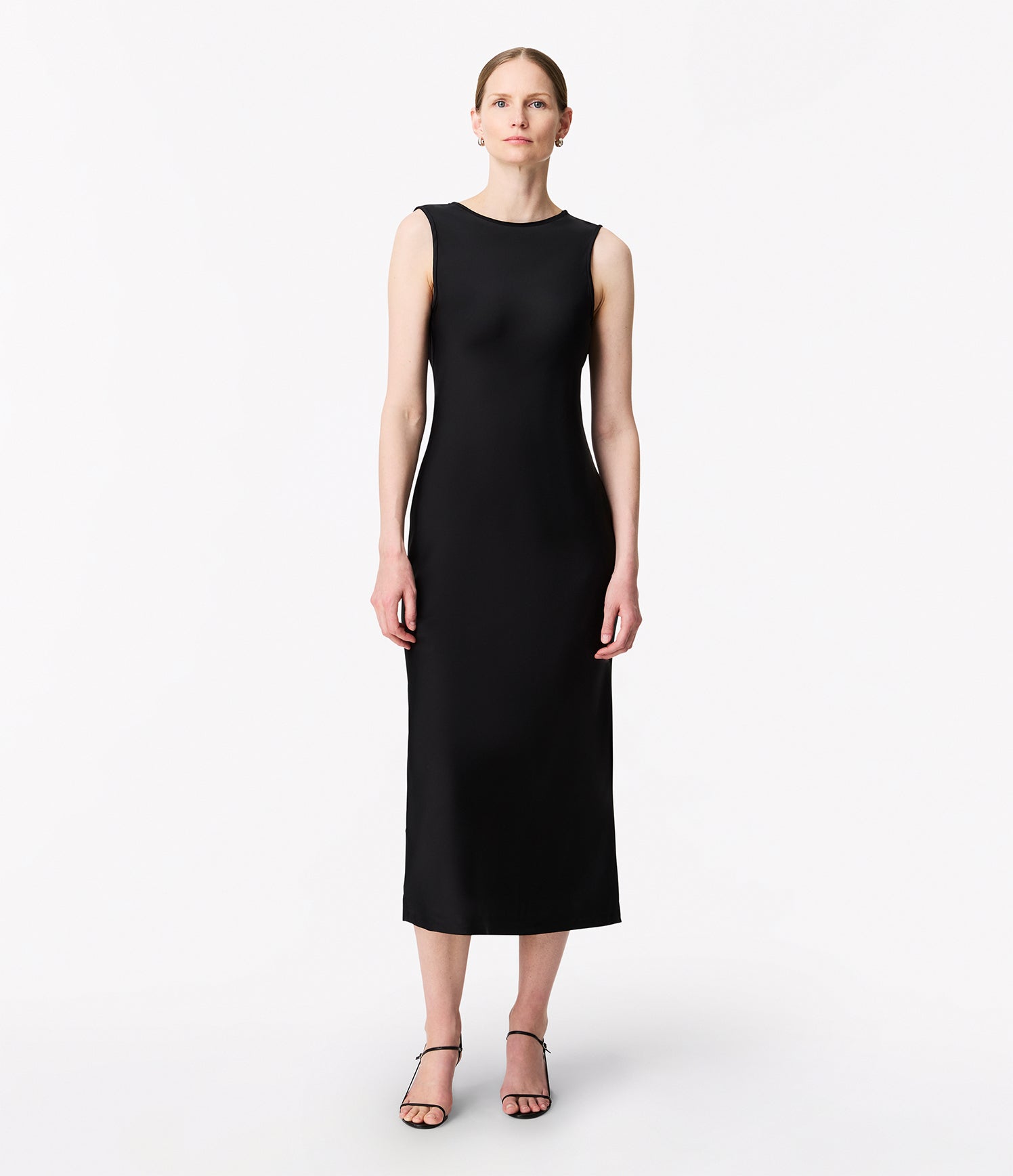 Another Tomorrow Cowl Back Dress in Black – Satin Women's Dress
