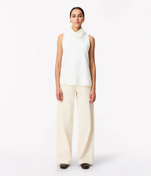 Another Tomorrow Cowl Neck Blouse in White – Crêpe Women's Top