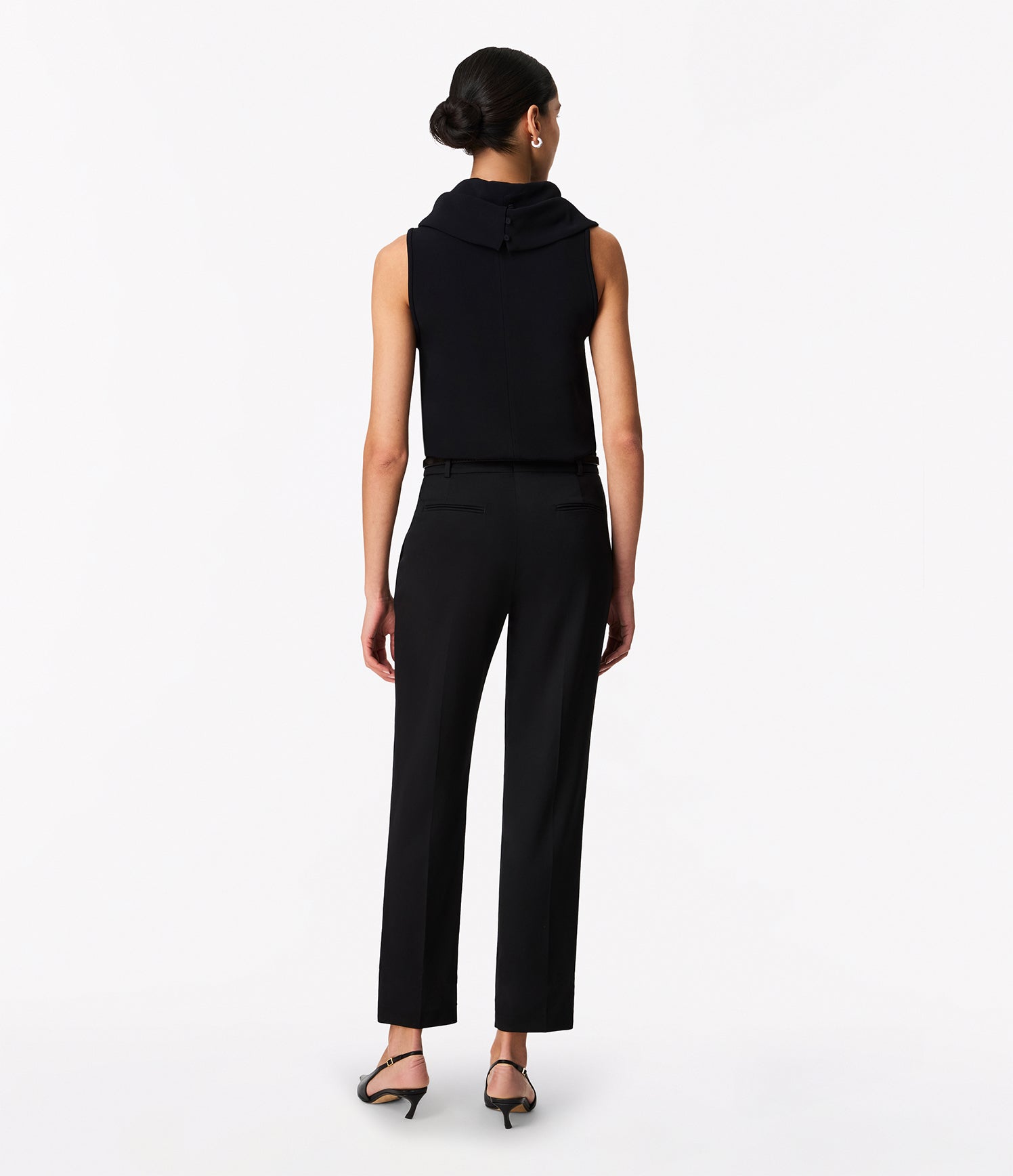 Another Tomorrow Cowl Neck Blouse in Black – Crêpe Women's Top