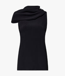 Another Tomorrow Cowl Neck Blouse in Black – Crêpe Women's Top