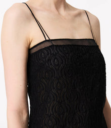 Another Tomorrow Silk Embroidered Dress in Black – Silk Women's Dress