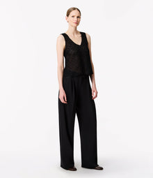 Another Tomorrow Silk Embroidered Top in Black – Silk Women's Top