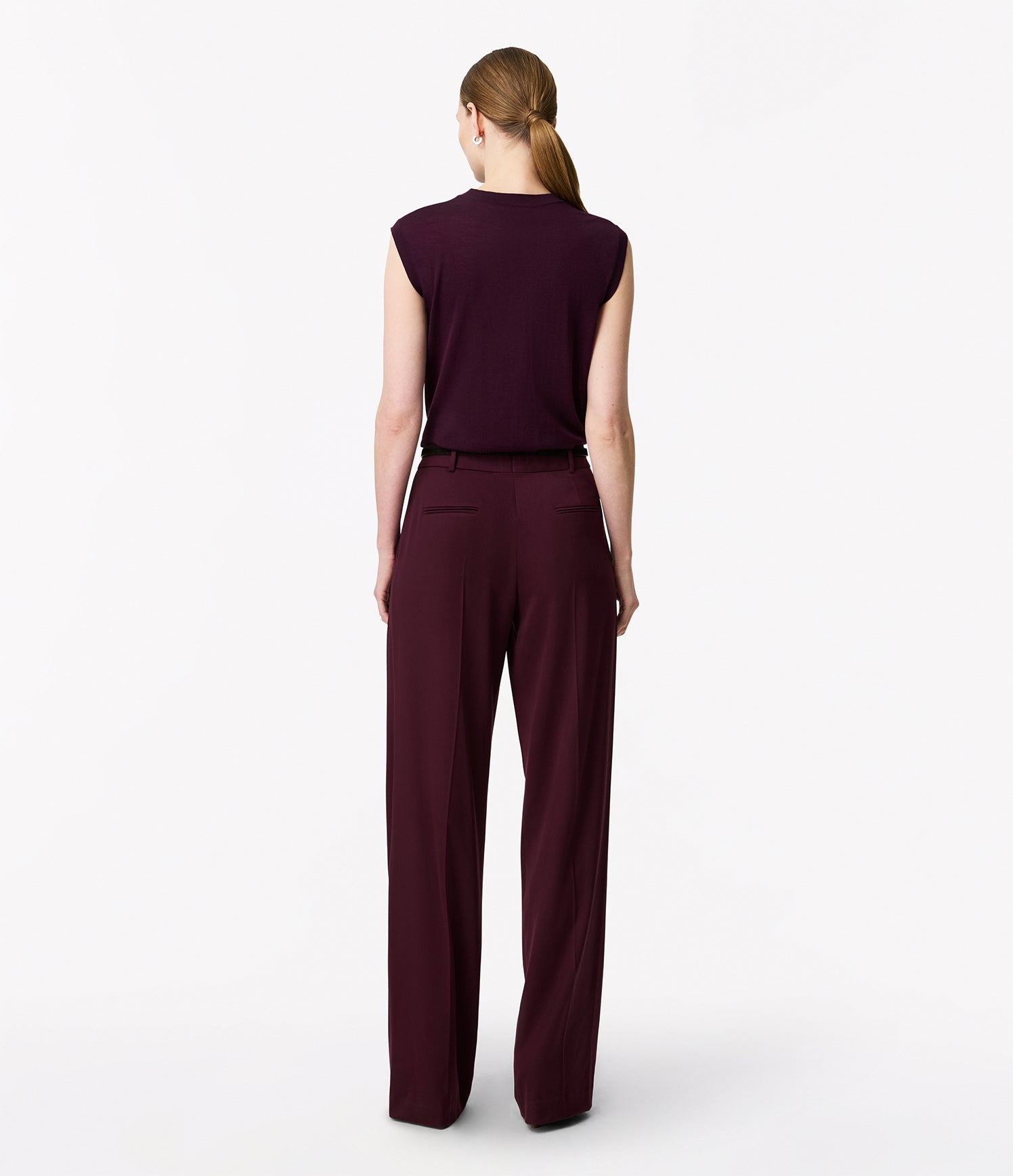 Another Tomorrow Featherweight Shell in Plum – Wool Women's Top