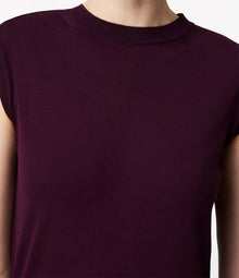 Another Tomorrow Featherweight Shell in Plum – Wool Women's Top