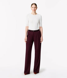 Another Tomorrow Fitted Knit Top in Off White – Cotton Women's Knitwear