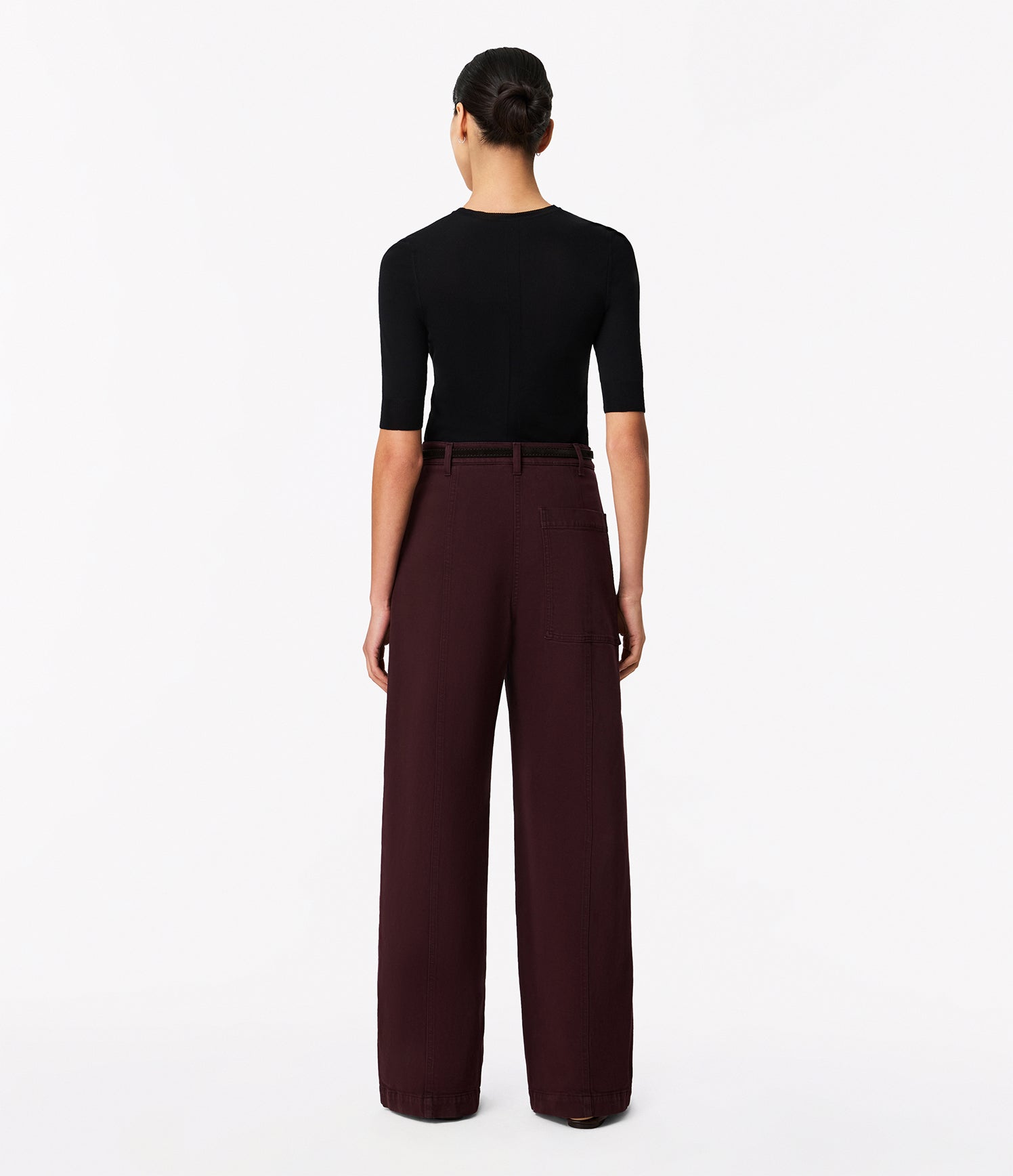 Another Tomorrow Fitted Knit Top in Black – Cotton Women's Knitwear
