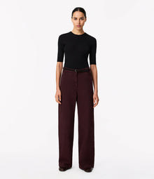 Another Tomorrow Fitted Knit Top in Black – Cotton Women's Knitwear