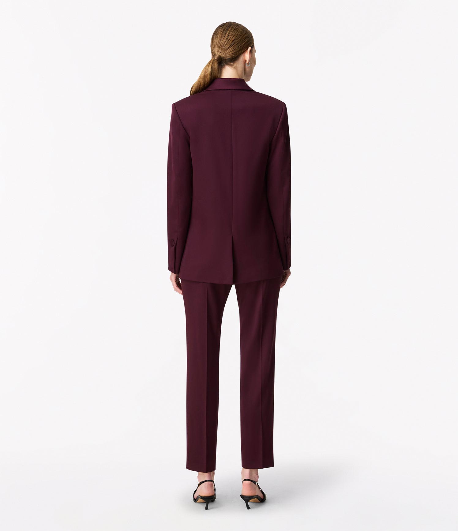 Another Tomorrow Oversized Double Breasted Jacket in Plum – Wool Women's Jacket