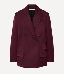 Another Tomorrow Oversized Double Breasted Jacket in Plum – Wool Women's Jacket