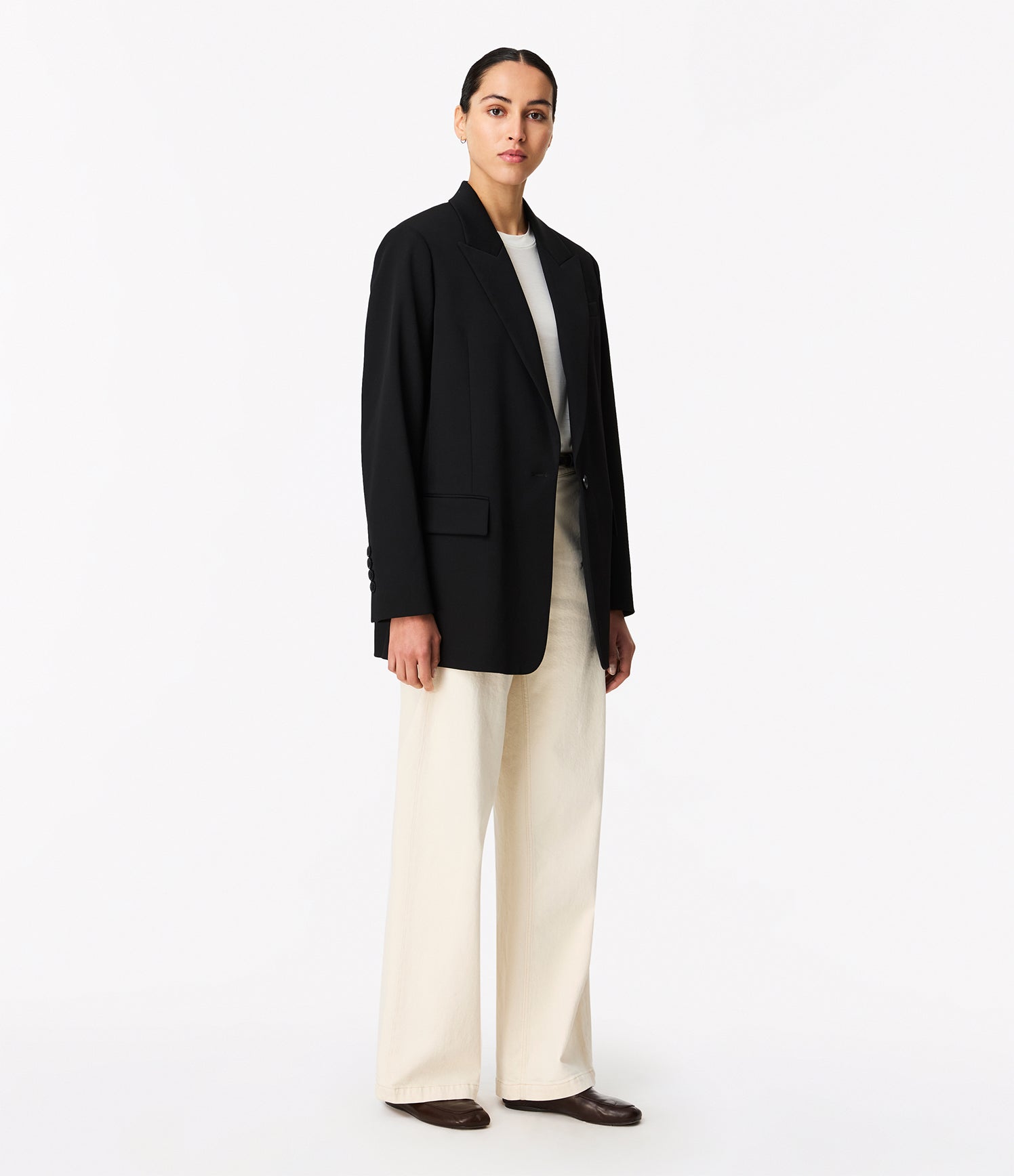 Another Tomorrow Wool Tailored Jacket in Black – Wool Women's Jacket