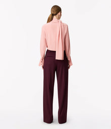 Another Tomorrow Signature Bow Blouse in Blush – Silk Women's Top