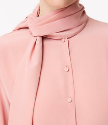 Another Tomorrow Signature Bow Blouse in Blush – Silk Women's Top